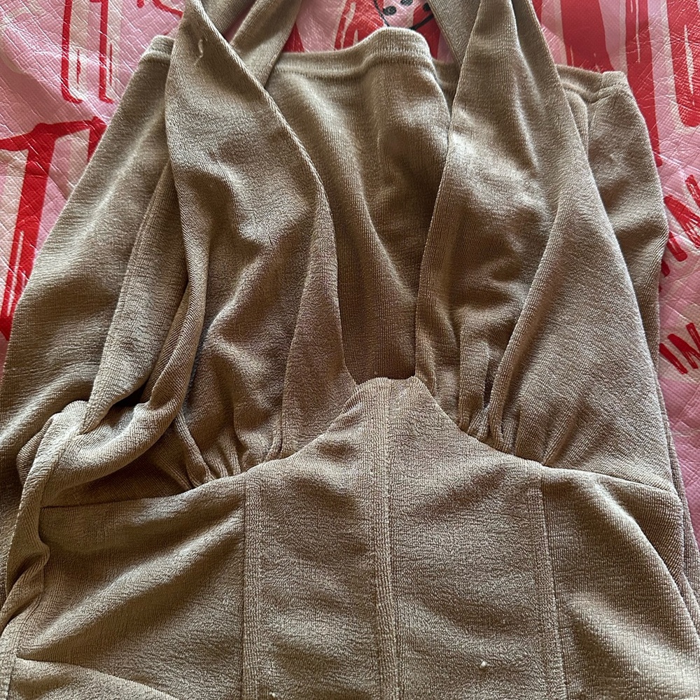 Tan Halter Neck Dress